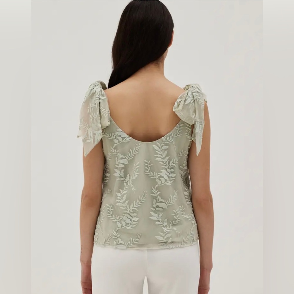 Caelyn Organza Lace Tie Shoulder Top